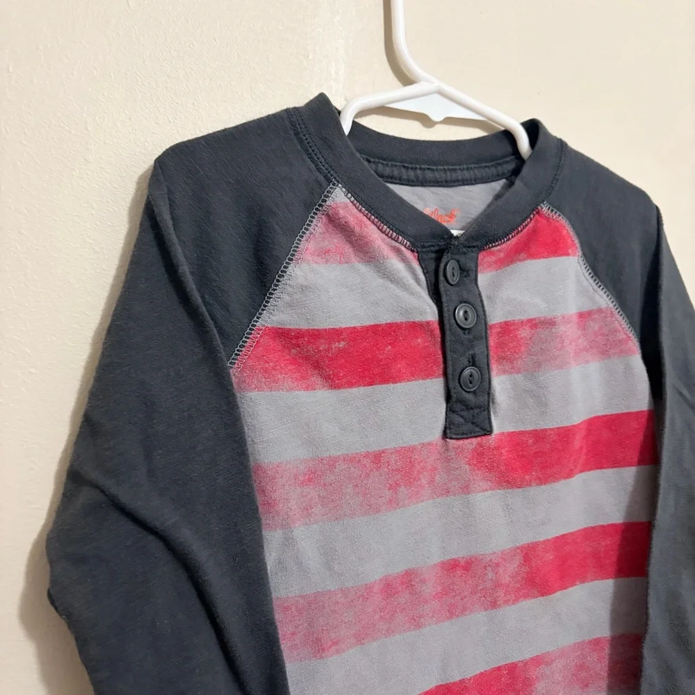 Cat & Jack Red and Gray Striped Long Sleeve Tee - Picture 3 of 6